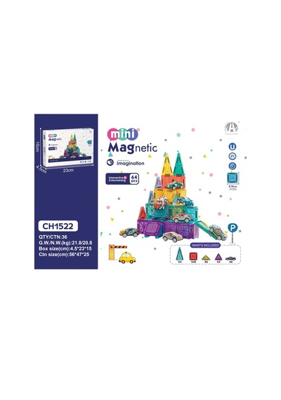 3.75cm Mini Magnetic Blok 64 Parça