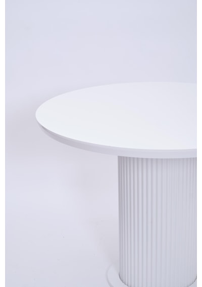 Bohem Yuvarlak Lak Panel Mutfak Masası 100cm beyaz