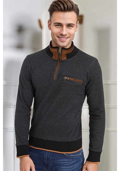 9039 Dewberry Erkek Sweatshırt-siyah-gri Siyah-gri