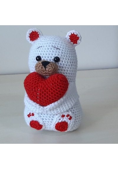 Amigurumi Örgü Oyuncak Sevgili Ayı Kalpli