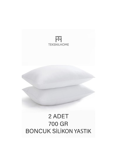 2 Adet Boncuk Silikon Yastık 700 Gram Antialerjik 50x70 Cm Ekonomik Yastık Beyaz