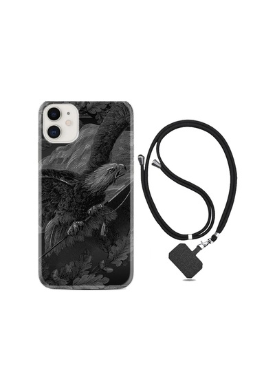 Apple Apple iPhone Uyumlu 11 Kılıf Resimli Desenli Silikon Boyun Askılı Dark Eagle 1909