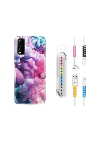 Vivo Y11S Kılıf Kablo Koruyuculu Pink Cloud 1305