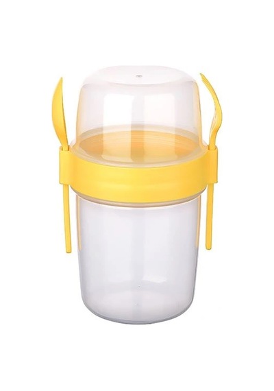 Çift Hazneli - Çatal Kaşıklı Portatif Müsli -atıştırmalık Kabı 1100 Ml Diğer