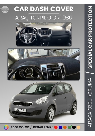Kia Venga 2009-2011 Torpido Örtüsü Ön Panel Halı Torpido Koruma Tam Uyum Araca Özel Kaymaz - 287 Stiloto