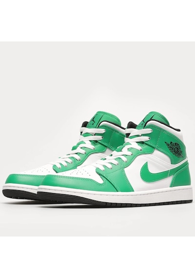 Nike Air Jordan 1 Mid Leather Sneaker Hakiki Deri Bilekli Günlük Spor Ayakkabı Beyaz Yeşil Nike Air Jordan 1 Mid Leather Sneaker Hakiki Deri Bilekli Günlük Spor Ayakkabı Beyaz Yeşil