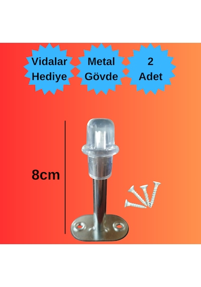 Metal Stoper Kapı Pencere Arkası Tampon 8 Cm Vidalı 2 Adet