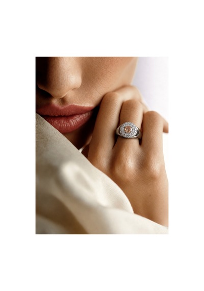 Eclat Collection Elaris Şampanya Ve Beyaz Taşlı Silver Ayarlanabilir Yüzük Gümüş Gümüş