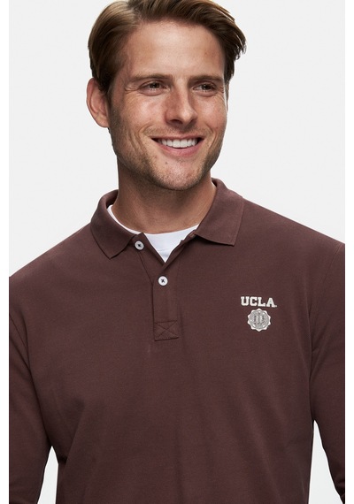 Ucla Maxwell Kahve Polo Yaka Baskılı Standard Fit Erkek Sweatshirt Kahve