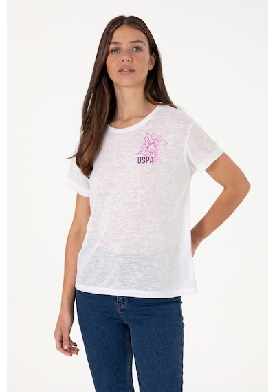U.S. Polo Assn. Kadın Beyaz Bisiklet Yaka Tişört 50299755-VR013