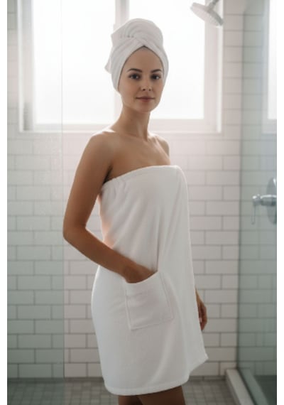 % 100 Pamuklu Laodikeia Sarma Havlu, Duş, Deniz-plaj, Banyo Havlusu Ve Saç Bonesi Kadın Beyaz