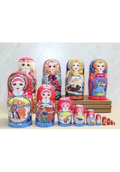 10'lu Ahşap Matruşka Seti Alk4389 Standart