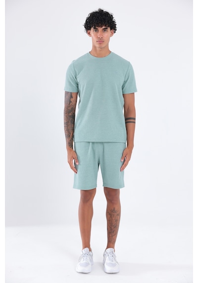 Rowinger Waffle Dokulu Nakış Logo Detaylı Oversize Erkek T-shirt Çağla