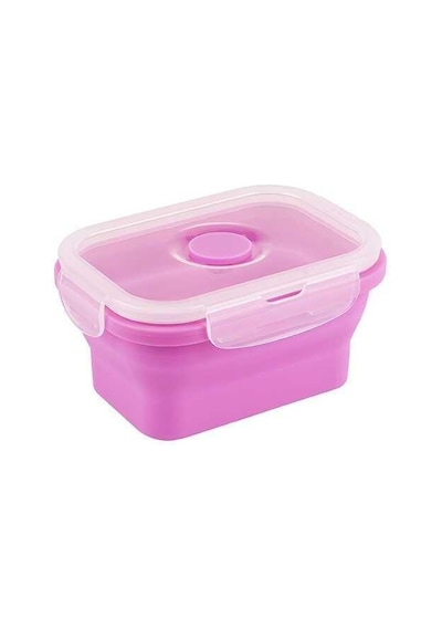 Tantitoni Katlanabilir Pembe Renkli Silikon Beslenme Kabı 13X10 Cm