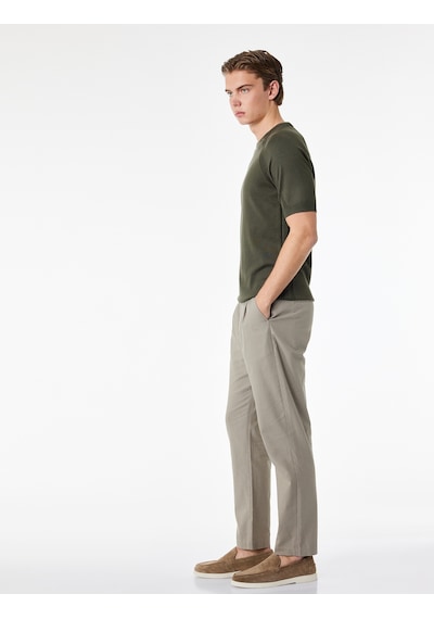 Koton Regular Fit Beli Lastikli Düğmeli Düz Paça Keten Karışımlı Chino Yazlık Pantolon Gri 6sam40003hw Koton Regular Fit Beli Lastikli Düğmeli Düz Paça Keten Karışımlı Chino Yazlık Pantolon Gri 6sam40003hw