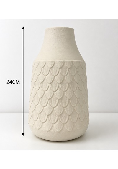 24 Cm Dekoratif Vazo - Modern Ev & Ofis Dekorasyon Beyaz
