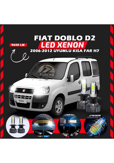 Fiat Doblo D2 2006-2012 Kısa Far Uyumlu Şimşek Etkili Led Xenon Pro Series H7