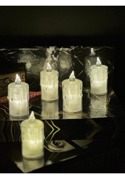 Titreyen Alevli Kristal Erimiş Led Mum 5'li Hareket Alevli Eriyen Yapay Mum Pilli Led Altın - Çelik Titreyen Alevli Kristal Erimiş Led Mum 5'li Hareket Alevli Eriyen Yapay Mum Pilli Led Altın - Çelik