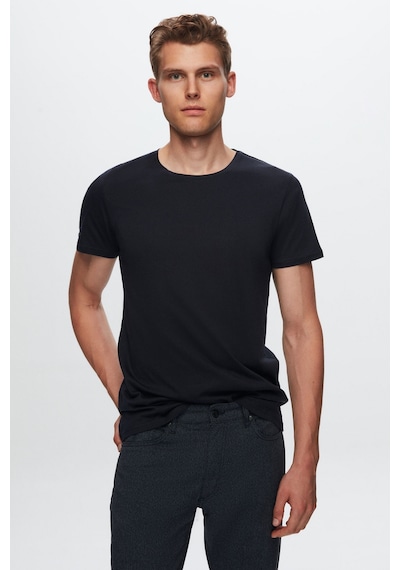 D's Damat Slim Fit Bisiklet Yaka %100 Pamuklu Nefes Alabilen T-shirt 4HC141996753M - Lacivert