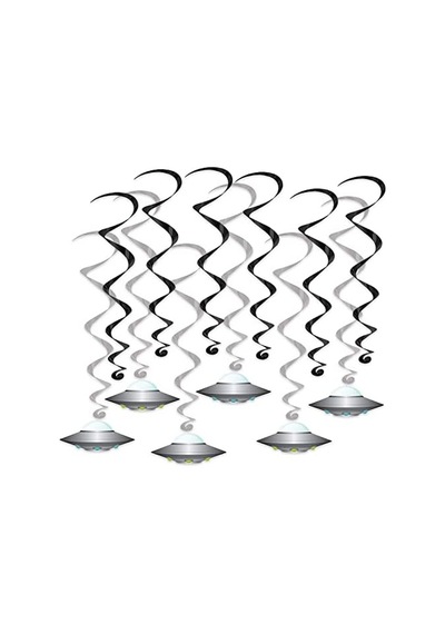 24 Parça Uçan Tabak Whirls Dış Mekan Süslemeleri Uzaylı Parti Malzemeleri Asılı Spiraller, 44,5 Cm - 63,5 Cm, Siyah/gümüş/beyaz/mavi/yeşil 256