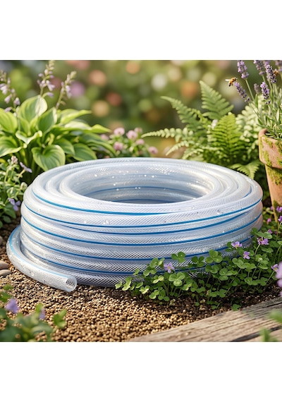 Örgülü Şeffaf Bahçe Hortumu 5 Metre Dayanıklı 3 Katlı Sağlam Çeşme Su Sulama Yıkama Hortum 12.5 Mm 1/2"
