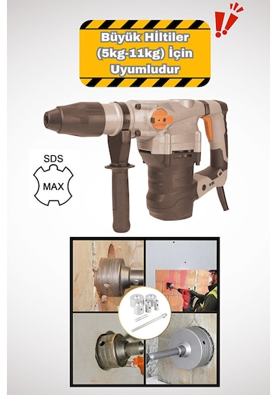 45mm Beton Duvar Delme Panç + Sds-max 350mm Uzun Adaptörlü