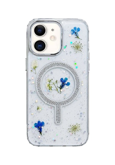 İphone 11 Uyumlu Flower Magsafeli Yeni Tasarım Kılıf - Mavi