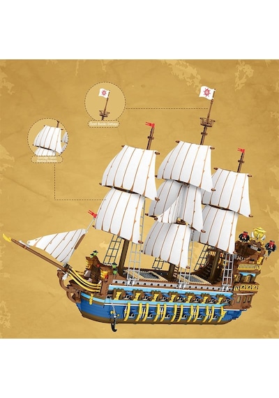 Reobrix 66011 Kraliyet Filosu Gemisi Yaratıcı Yapı Blok Seti Building Blocks The Royal Fleet The Sun - 2830 Parça