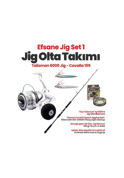 Tica Talisman Tg 6000 H Jig Olta Makinesi -okuma Cavalla 159 Cm Kamış Efsane Jig Set-1