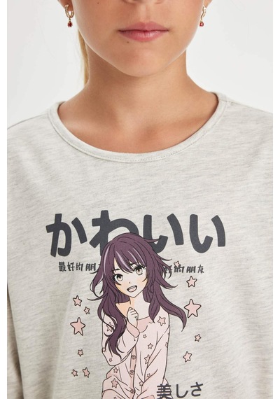 DeFacto Kız Çocuk Pijama Takım Baskılı Uzun Kollu Üst Beli Lastikli Uzun Alt D6652A824AUGR379 Gri DeFacto Kız Çocuk Pijama Takım Baskılı Uzun Kollu Üst Beli Lastikli Uzun Alt D6652A824AUGR379 Gri