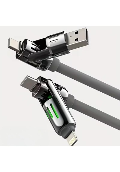 Mercansa Buffer 4'ü 1arada Hızlı Şarj Etme Özellikli Bir Ucu Type-c Ve Usb-a Diğer Ucu Type-c Ve Lightning Uçlu 240w Şarj Kablosu