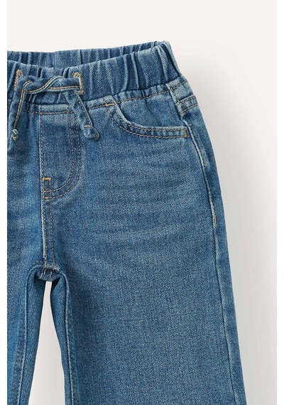Defacto %100 Pamuk Wide Leg Beli Lastikli Bağcıklı Jean Pantolon Kız Bebek H7103a526aunm28 Mavi-nm28