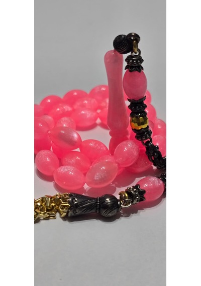 Ağır Püsküllü Pembe Opal Benzetme Tesbih Açık Pembe