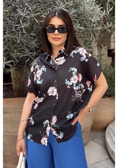 WeShaya Siyah & Mavı Klasik Yaka, Kısa Kol, Digital Baskılı Kumaş, Regular Kalıp/kesim, Gömlek Siyah WeShaya Siyah & Mavı Klasik Yaka, Kısa Kol, Digital Baskılı Kumaş, Regular Kalıp/kesim, Gömlek Siyah