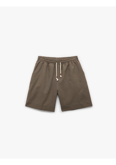 Koton Beli Bağlamalı Regular Fit Cepli Keten Şort Kahverengi 5sak40506pw Kahve