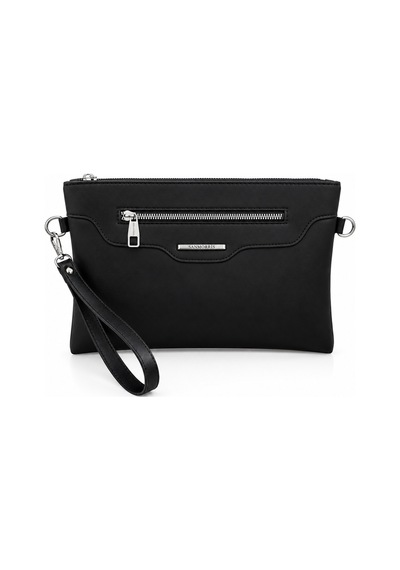 Sanmorris Kadın Suni Deri Ayarlanabilir Çapraz Ve El Askılı Portföy, Clutch Çanta S-1360 Siyah Saten