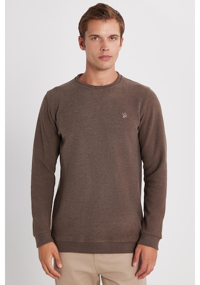 Tudors Erkek Slim Fit Dar Kesim Pamuklu Selanik Kumaş Bisiklet Yaka Kahverengi Sweatshirt-35777 Kahverengi Tudors Erkek Slim Fit Dar Kesim Pamuklu Selanik Kumaş Bisiklet Yaka Kahverengi Sweatshirt-35777 Kahverengi