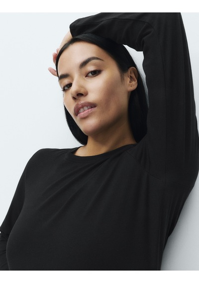 Marks & Spencer Pamuklu Uzun Kollu Pijama Üstü T37003690T Siyah