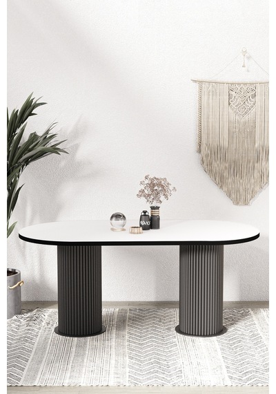 Avvio Brita Ptt Lake Mdf Beyaz Ayakli 80x180 Mutfak Masasi Yemek Masasi Beyaz