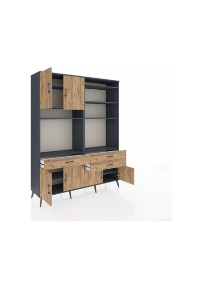 Hyperion Gardrop 10 Raflı 3 Çekmeceli 8 Kapaklı 176x44x221 Antrasit-çam Çam Hyperion Gardrop 10 Raflı 3 Çekmeceli 8 Kapaklı 176x44x221 Antrasit-çam Çam