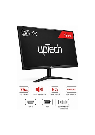 Uptech 19" Geniş Ekran 75 Hz 5ms Dahili Hoparlör Sesli Led Monitör