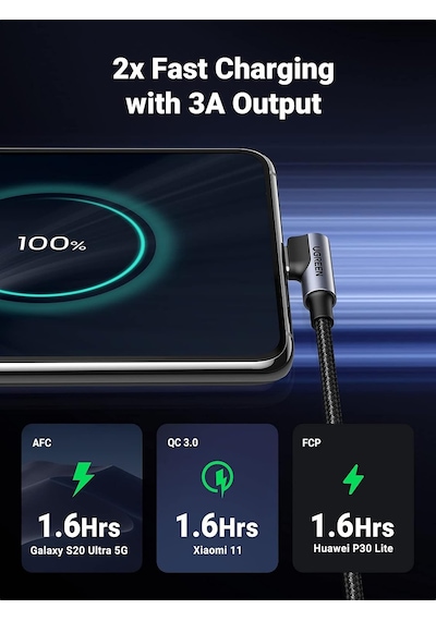 Usb To Type-c 90 Derece Şarj Ve Data Kablosu 2 Metre