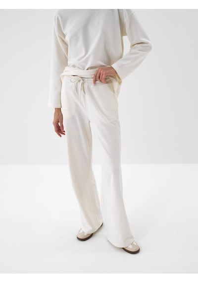 Xint Ekru Pamuk Dokulu Oversize Sweat Pantolon 470456