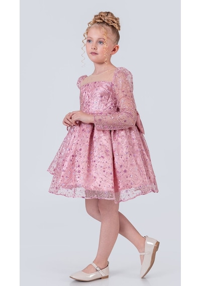 Mnk Baby & Kids Ruche Lipa Kız Çocuk Abiye M00783 Pembe