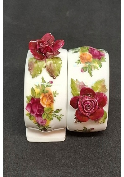 Old Country Roses Bone China Kahve Yanı Aksesuarı 2 Adet Kırmızı
