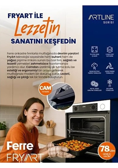 Ferre QEP64CS + SC405 + D063SA Steam Plus 65 Serisi 3'Lü Cam Ankastre Set
