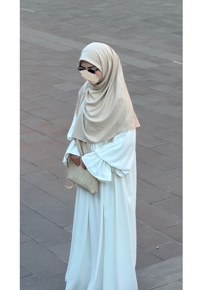 Qalortex Scarf Premium Jakarlı Sare Büyük Boy Eşarp - Ay Taşı