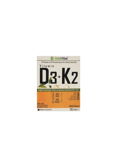 Orbivital D3k2 Vitamini Dilaltı Sprey 20,1 Ml 25 Mcg D3 Vitamini Ve 50 Mcg K2 Vitamini