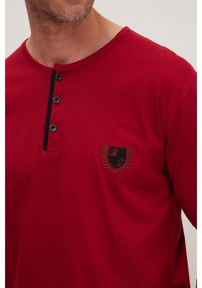 Tudors Erkek Standart Fit Normal Kesim %100 Pamuk Bisiklet Yaka Beli Lastikli Siyah Pijama Takımı-37944 Siyah