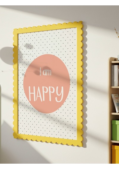 I Am Happy Dijital Baskı Poster Turuncu Çerçevesiz
